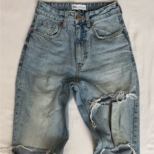 Zara Light Blue Distressed Skinny Jeans